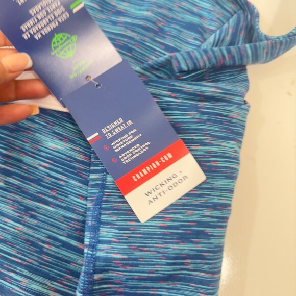 Champion Womens Authentic Athleisure Racerback Crop Tank Top Blue Multicolor - Picture 13 of 15